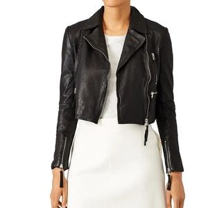 Marissa Webb Hailey moto cropped leather jacket